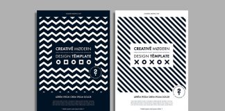 Adobe Illustrator flyer template with black and white pattern by blackcatstudio.