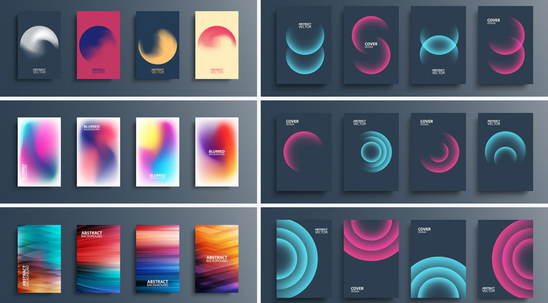 Geometric abstract graphic design templates for posters and other creative designs.