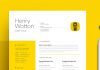 Modern and minimal resume, CV, and cover letter InDesign templates with yellow accents.