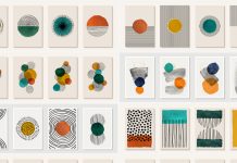 Vector graphics of minimalist, geometric modern art.