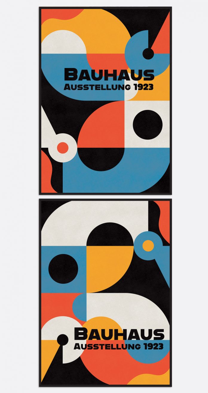 Retro Bauhaus Poster and Cover Templates with Abstract Geometric Elements
