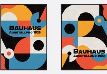 Retro Bauhaus Poster and Cover Templates with Abstract Geometric Elements