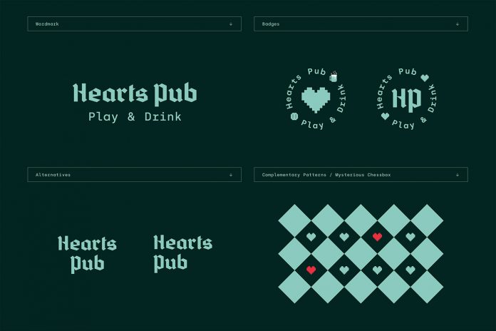 Hearts Pub: Play & Drink branding by Michał Markiewicz, Kamila Figura, and Katarzyna Olejarczyk