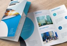 Blue Trifold InDesign Brochure Template with Circles