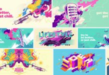 Colorfully illustrated vector backgrounds for hero header images or poster designs.