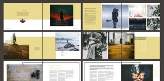 Adobe InDesign Photo Album Template With Yellow Accents