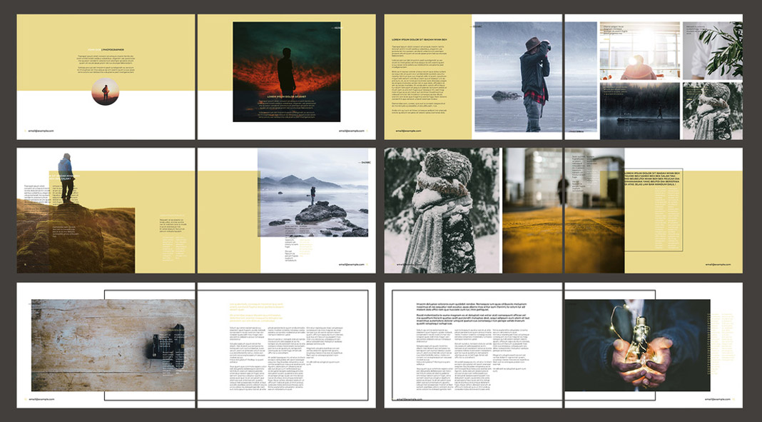 Adobe InDesign Photo Album Template With Yellow Accents
