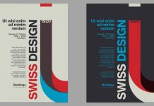 Swiss style poster template with creative typography in two styles for Adobe Illustrator.