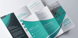 Trifold Brochure Template with Blue and Green Accents