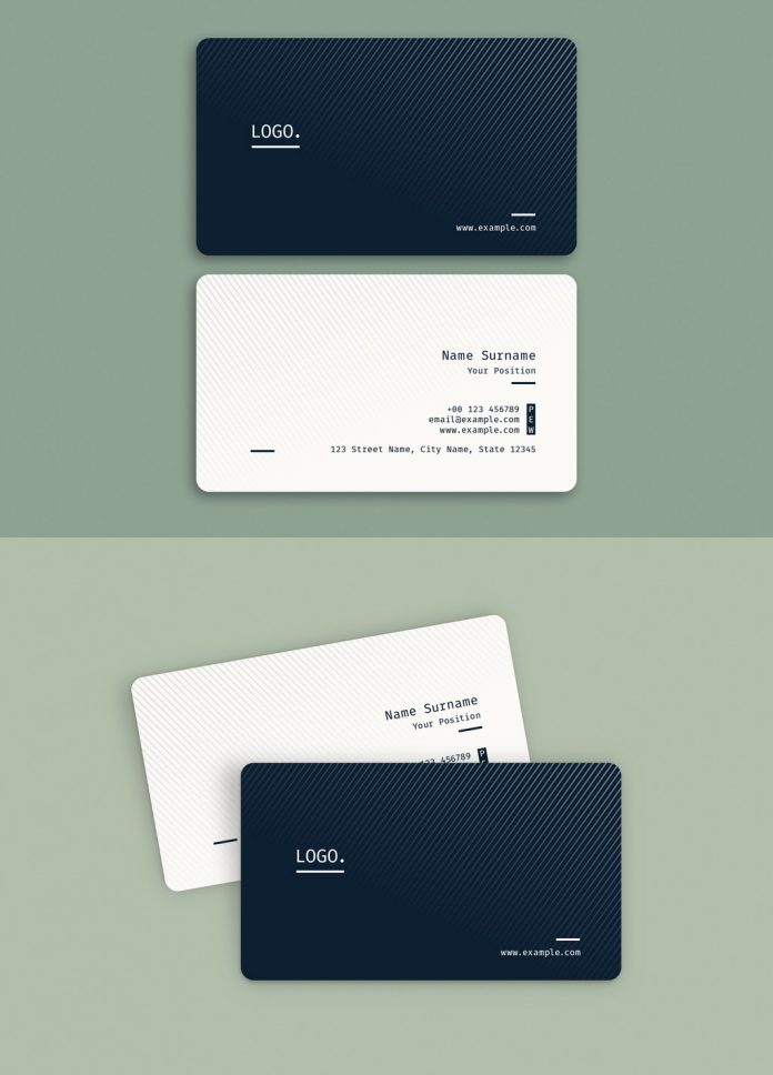 Adobe Illustrator Business Card Template with Gray Stripes