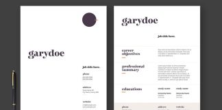 Adobe InDesign Resume Cover Letter and Portfolio Template with Dark Purple Elements