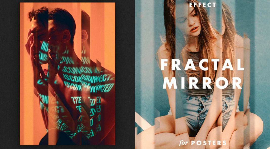 Fractal Mirror Poster Photo Effect Mockup for Adobe Photoshop