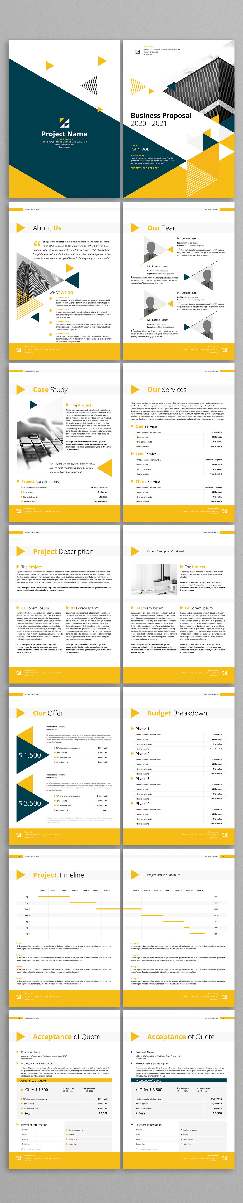Yellow and Gray Booklet Template for Adobe InDesign