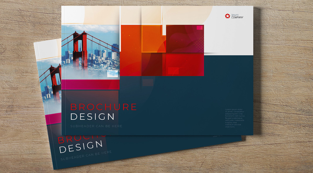 Business Landscape Brochure and Flyer Cover Template with Dynamic Design Elements