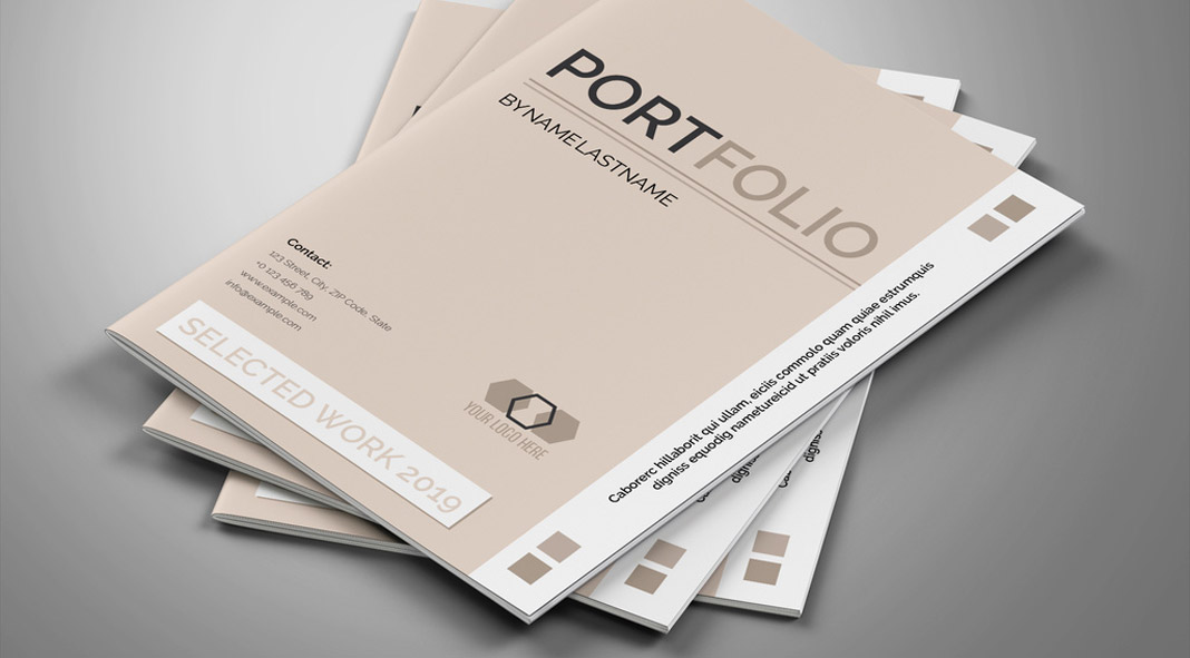 Graphic Design Portfolio Brochure Template with Beige Accents