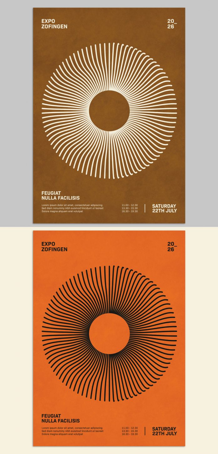 Vintage Poster Design Templates with Circular Vector Graphics