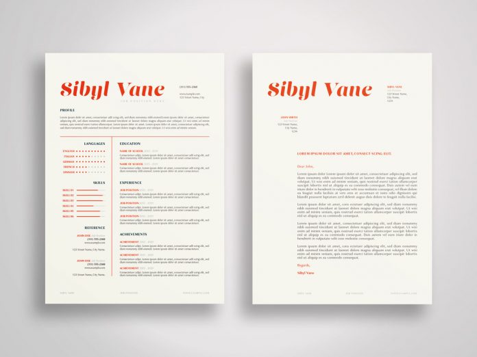 Simple and unique resume and cover letter template for Adobe InDesign