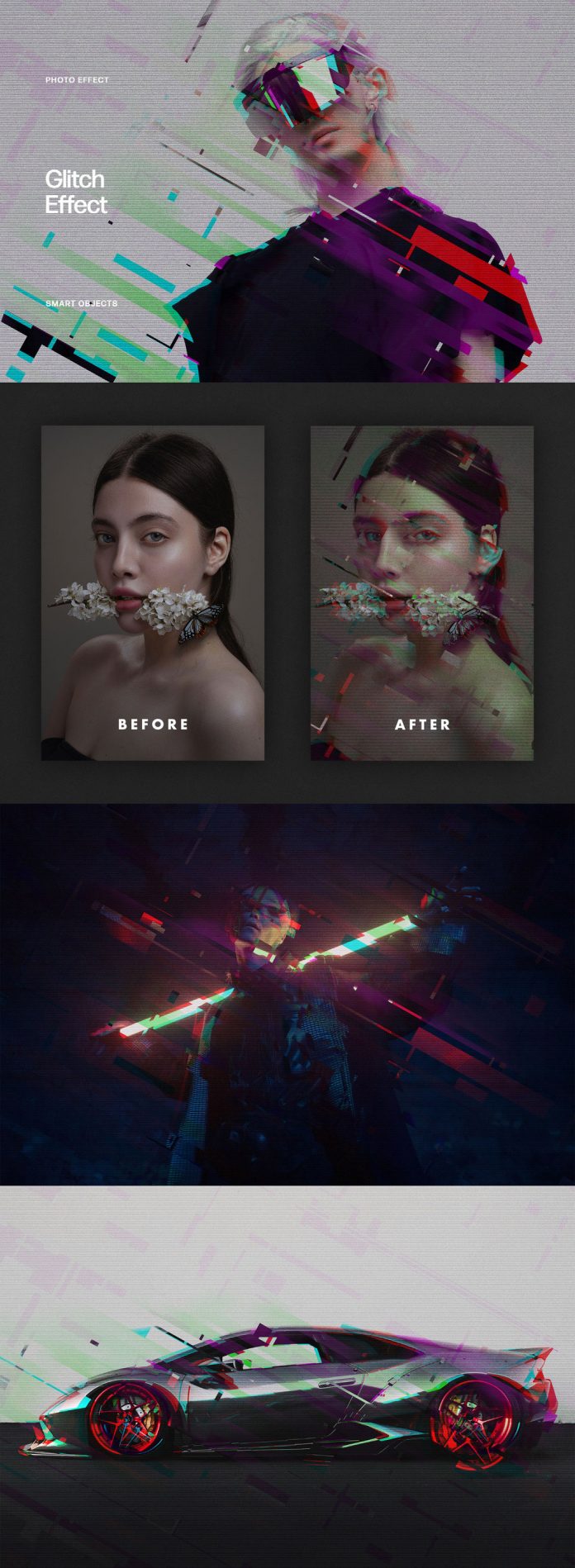 Adobe Photoshop Cyberpunk Glitch Photo Effect Mockup by Pixelbuddha