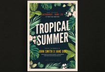 Tropical Summer Party Flyer Template for Adobe Illustrator