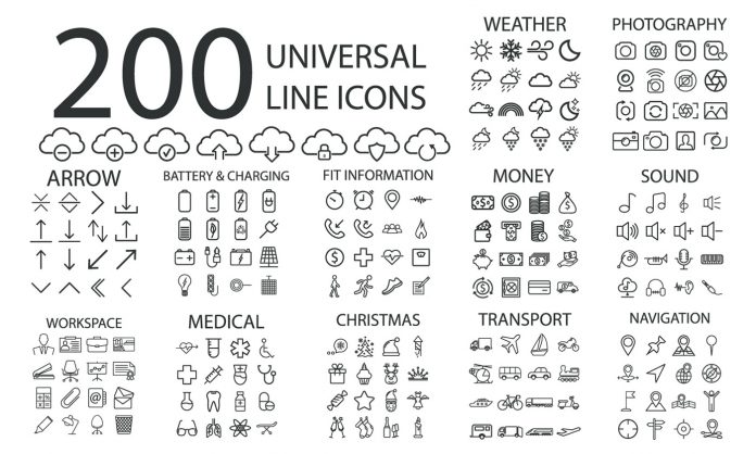 200 universal line icons