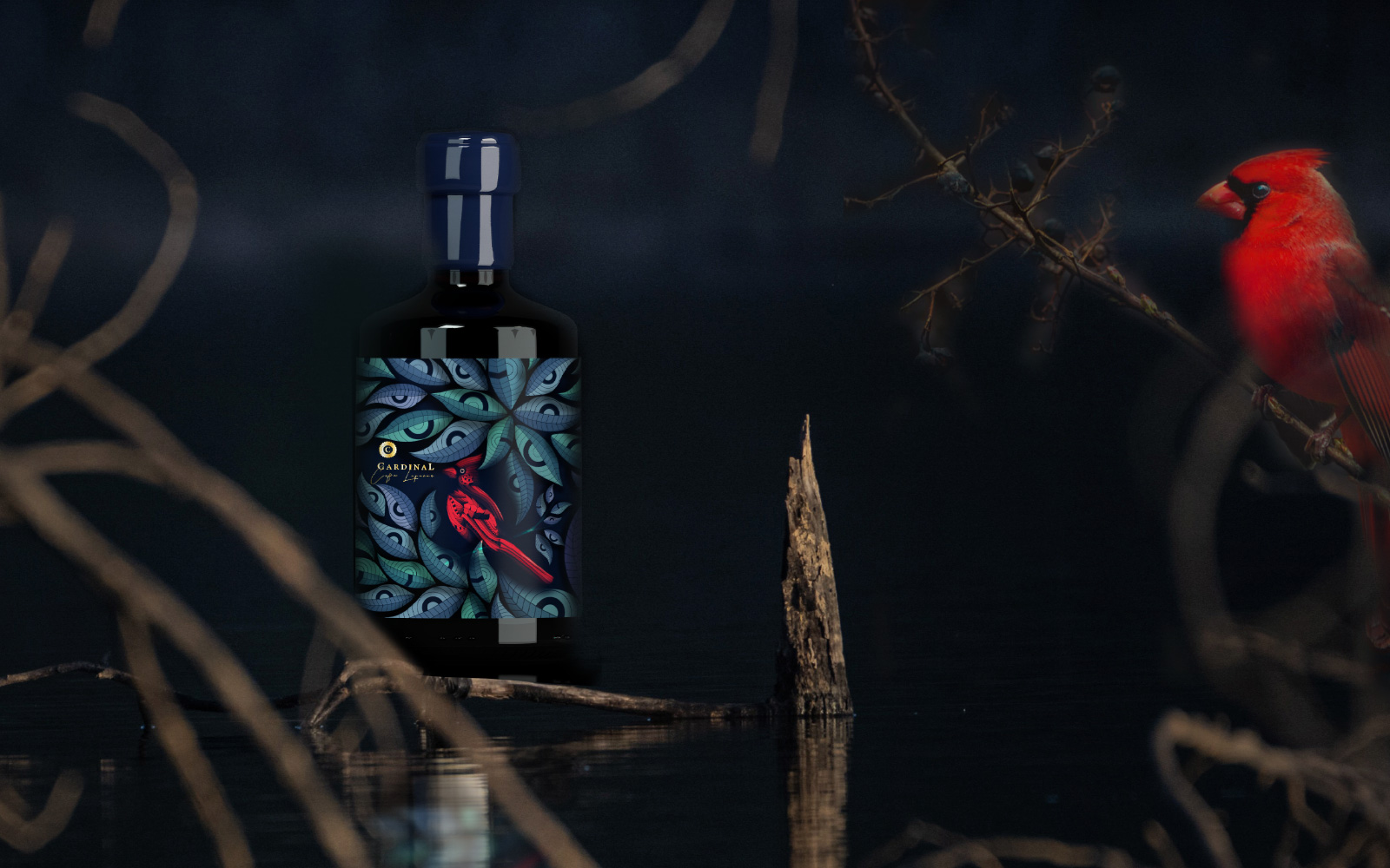 Cardinal coffee liqueur brand and packaging design by CreativeByDefinition Studio