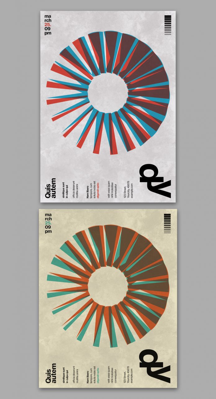 Download this Vector Graphic Retro Poster Template with an Abstract Circle for Adobe Illustrator File