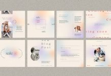 Instagram Post and Story Templates with Pastel Gradients and Elegant Typography for Adobe Illustrator