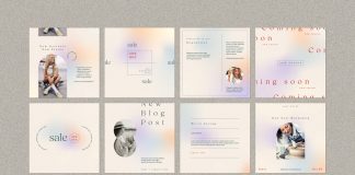 Instagram Post and Story Templates with Pastel Gradients and Elegant Typography for Adobe Illustrator