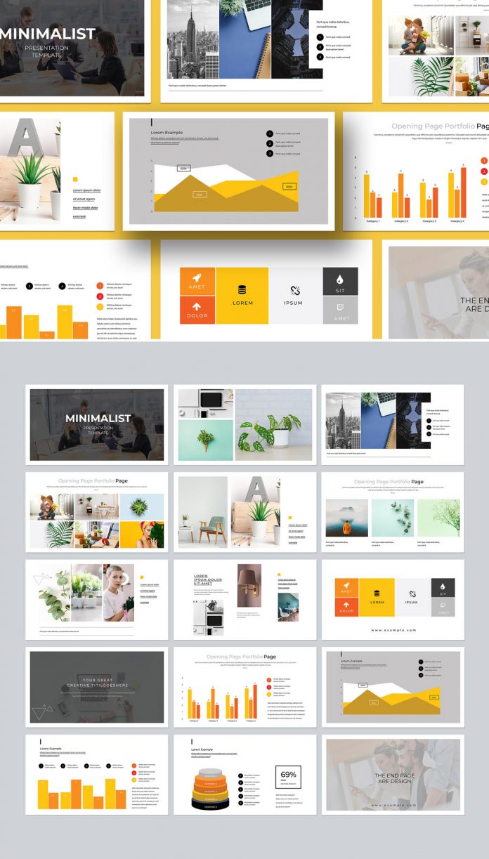 Minimal, Clean Presentation Template with Infographics for Adobe InDesign
