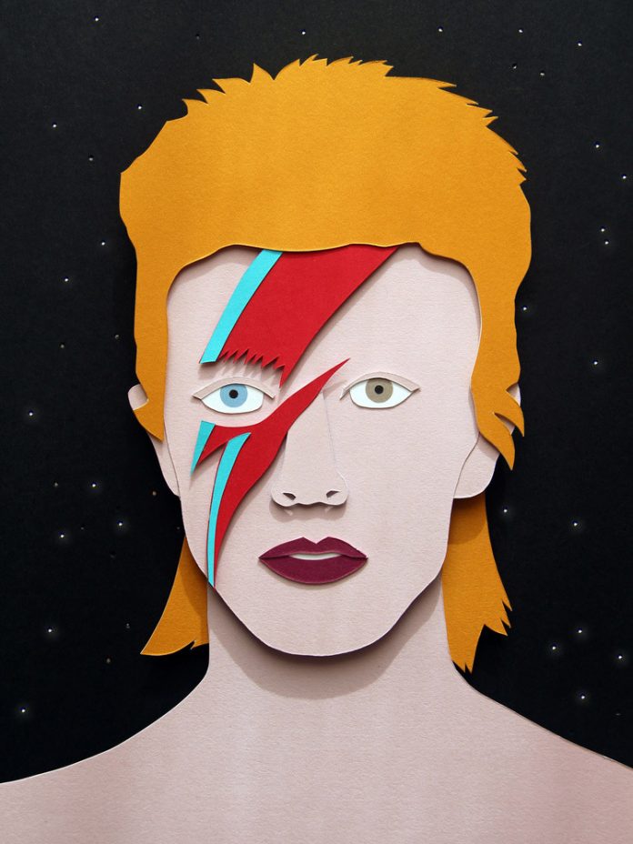 Portrait of David Bowie aka Ziggy Stardust.
