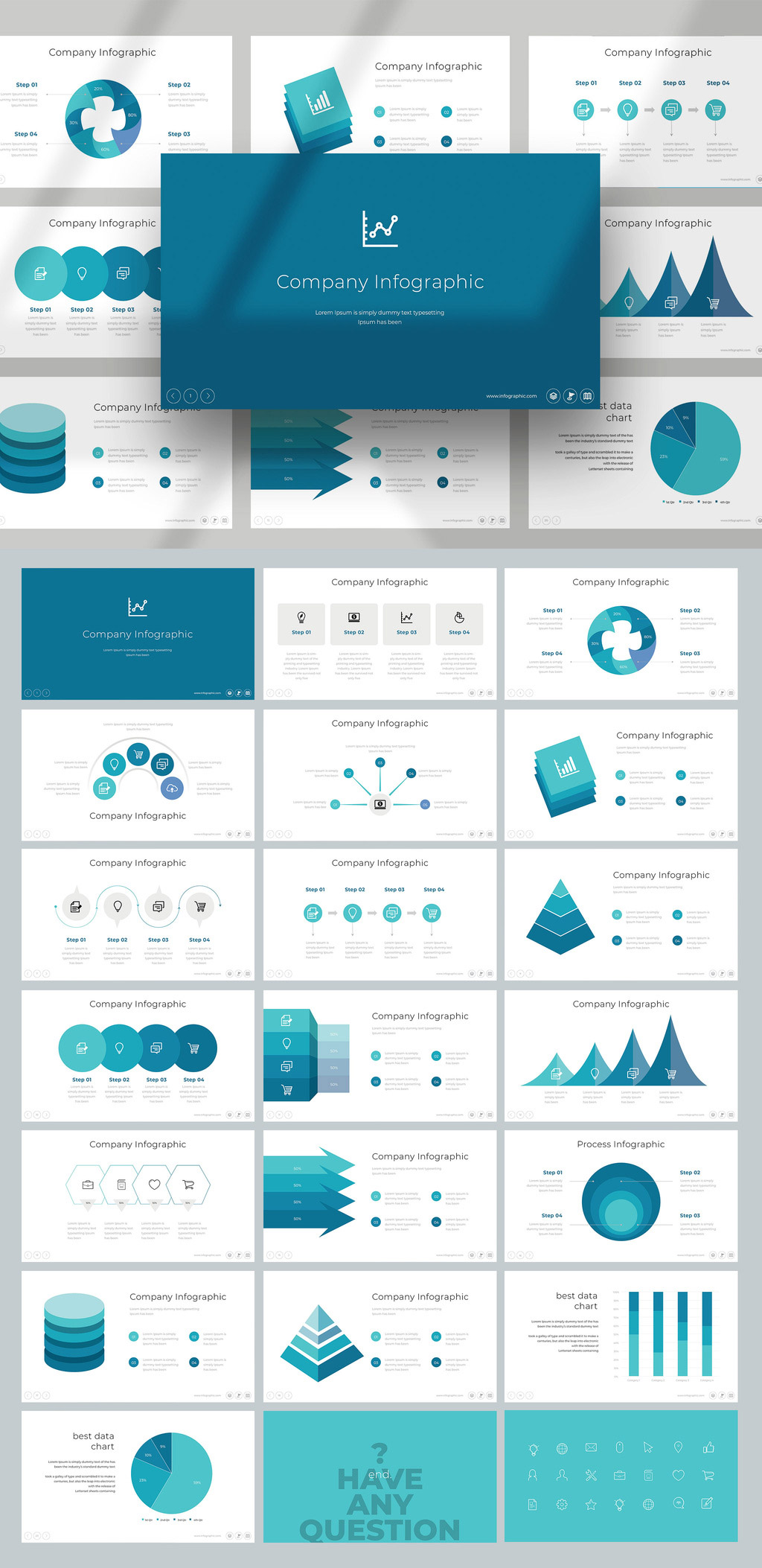 Company Presentation Template with Stylish Infographics