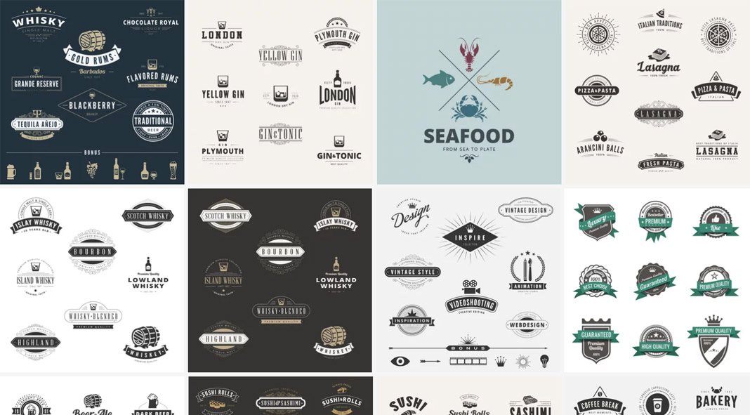 Download vintage logos and badges as fully editable vector graphics.