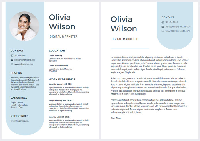 A simple resume and cover letter template designed by Gotit Studio.