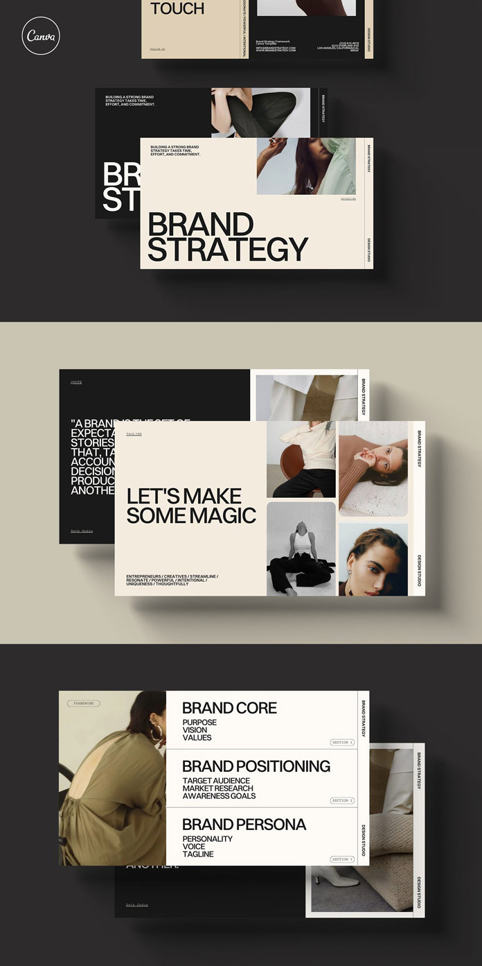 Brand Strategy Framework Templates for Canva