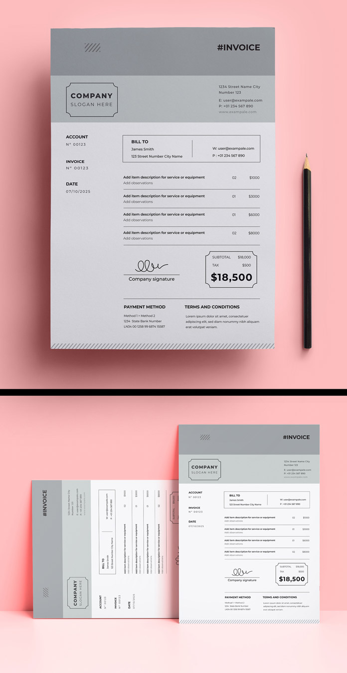 Customizable and Printable Invoice Template by DesignCoach