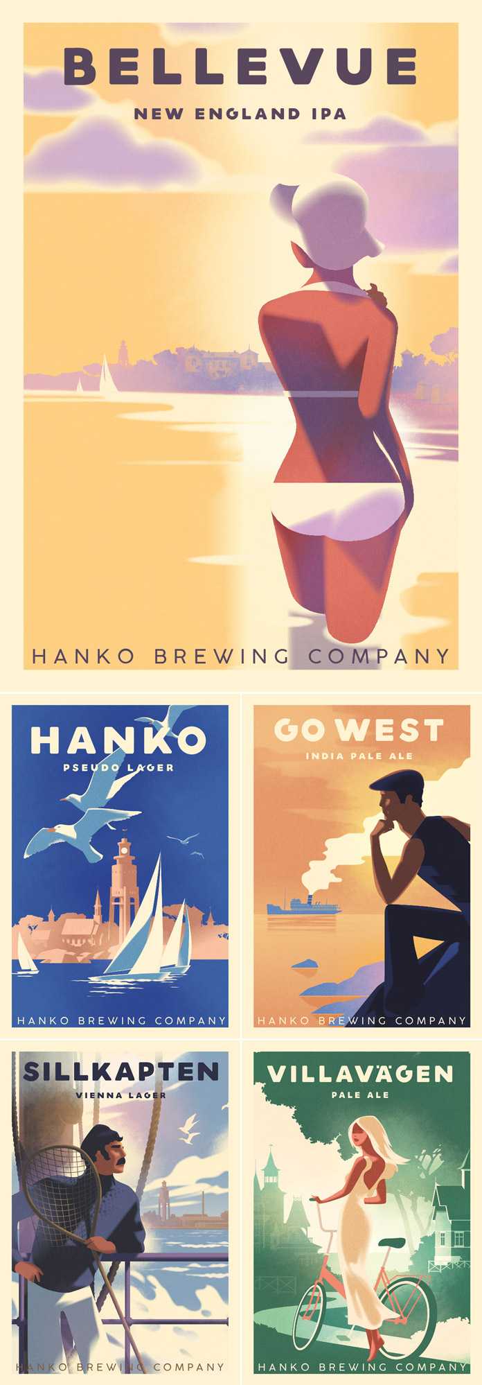 Hanko Brewing vintage visuals illustrated by Mads Berg