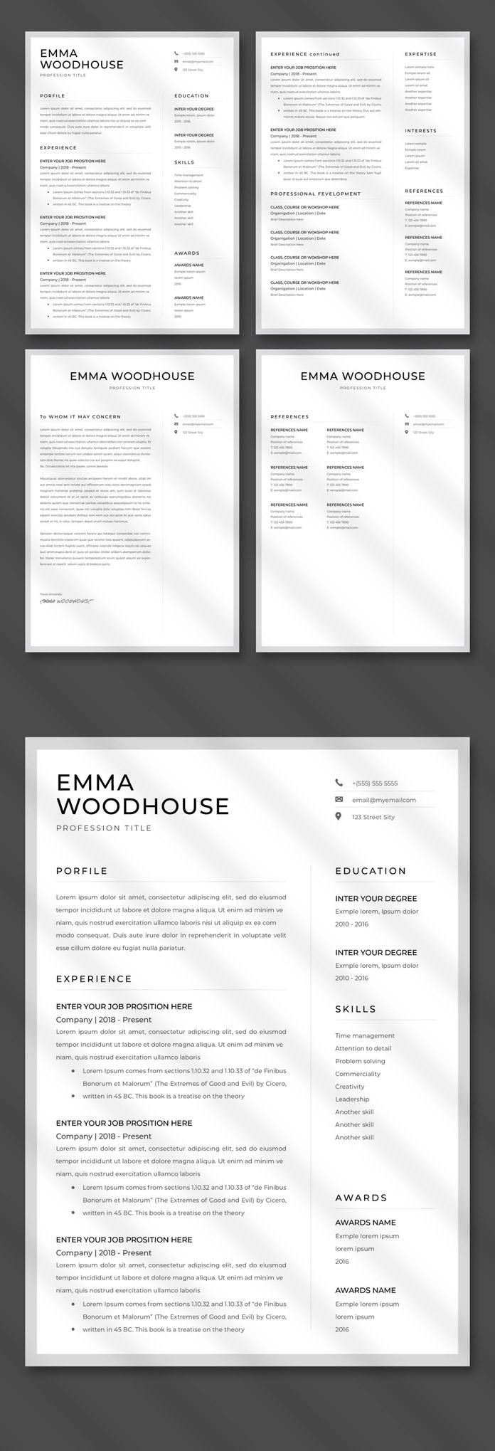 Minimalist Resume Template for Adobe InDesign by PixWork