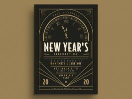 Art Deco New Year's Eve Event Flyer Template for Adobe Illustrator