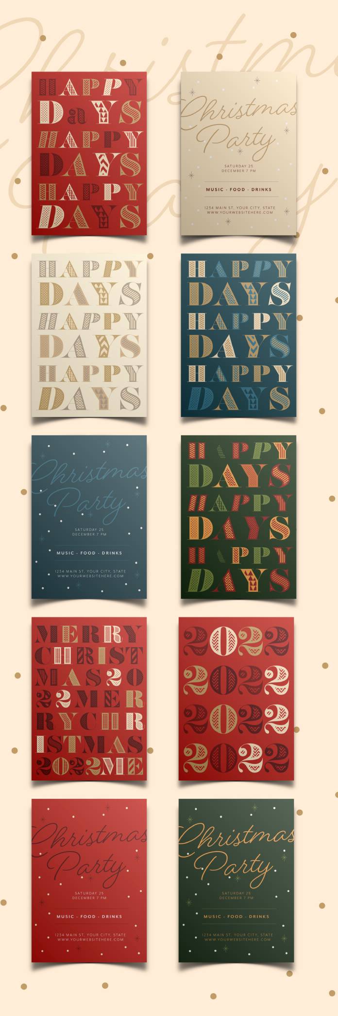 Download Typographic Christmas Invitations as Adobe Illustrator Templates