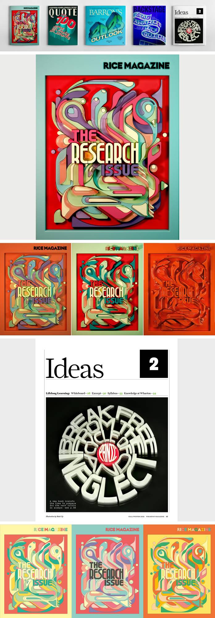 Colorful magazine cover designs from 2022 by Made Up Studio