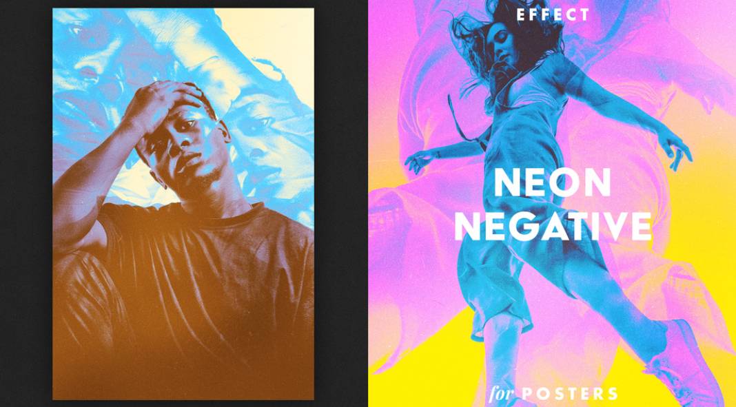 Neon Negative Photoshop Effect Mockup