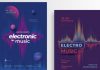 Electronic Music Poster Templates with Neon Sound Waves