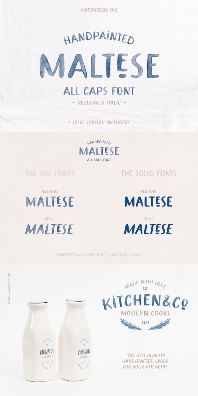 Maltese SVG Watercolor Font by The Paper Town