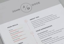 Adobe InDesign Resume Template with Gray Header and Footer