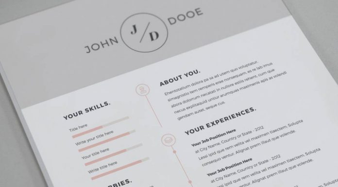 Adobe InDesign Resume Template - Adobe InDesign Resume Template With Gray Header And Footer 696x385 