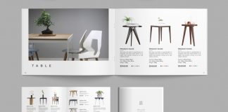 A5 product catalog template in landscape format