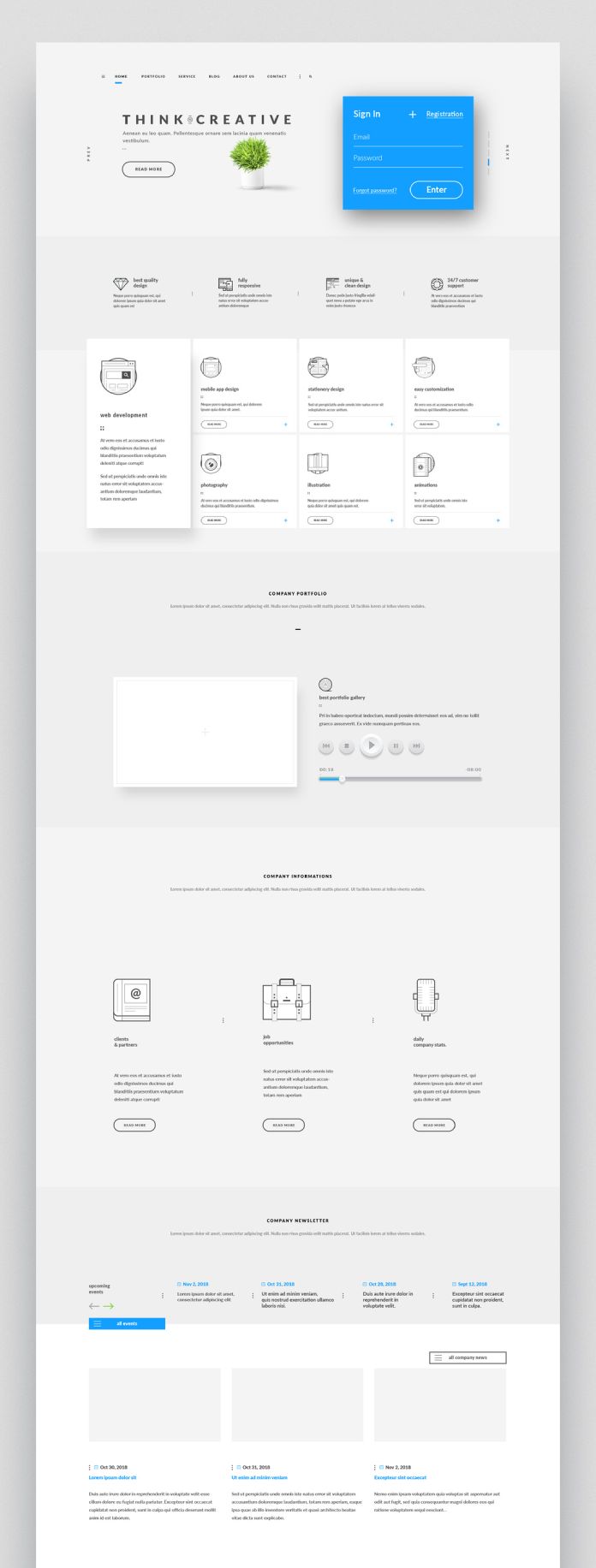 Clean Website Template with Simple Line Icons