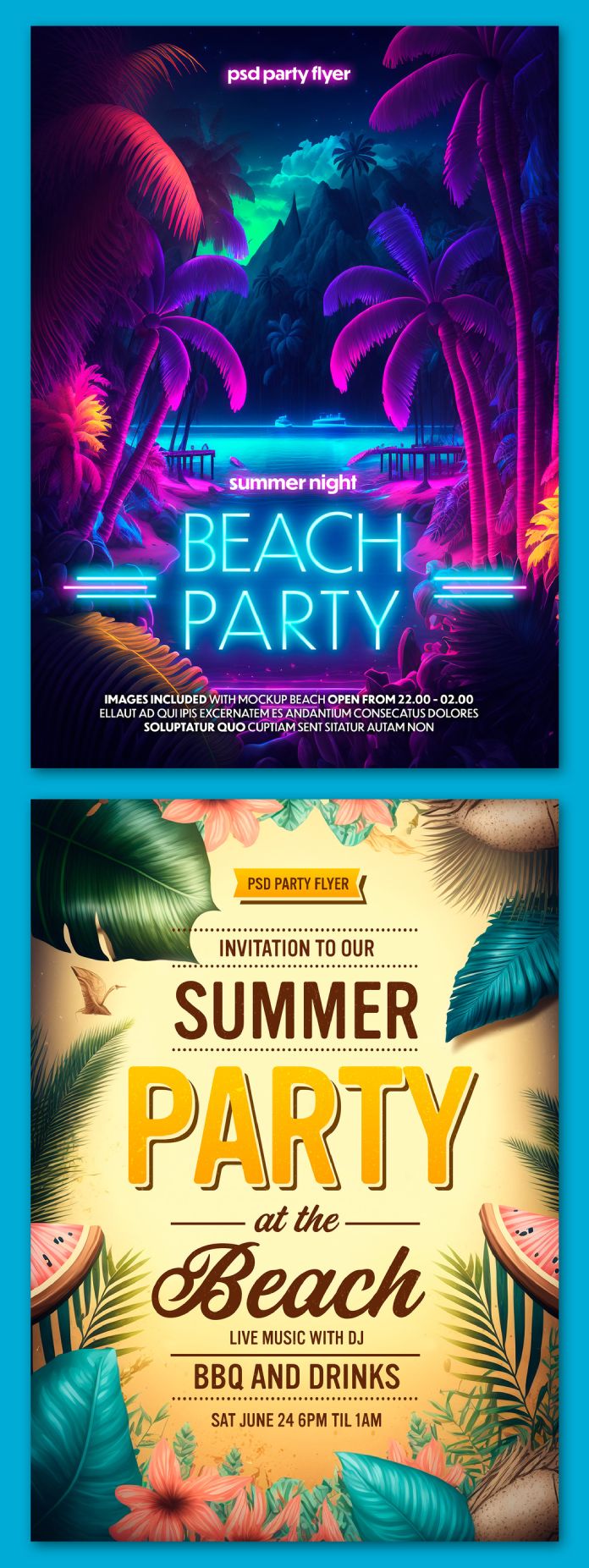 Summer Beach Party Flyer Photoshop Mockups