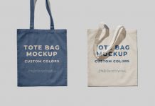 Two Tote Bag Photoshop Mockups With Customizable Color and Typography
