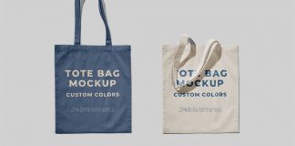 Two Tote Bag Photoshop Mockups With Customizable Color and Typography
